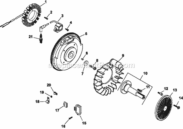 Page J Diagram and Parts List for CH640-3019  Kohler Engine