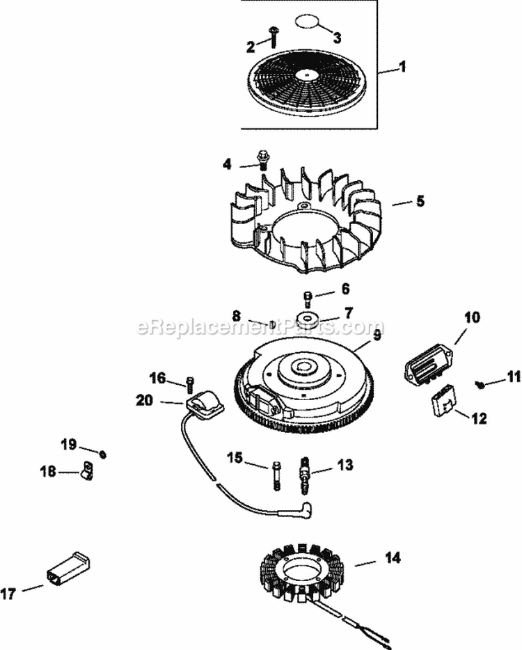 Page K Diagram and Parts List for CH20-64754  Kohler Engine