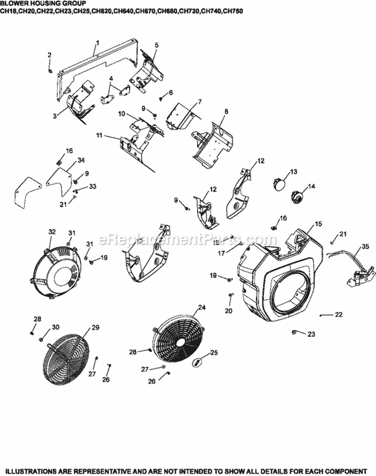 Page C Diagram and Parts List for CH640-3107  Kohler Engine