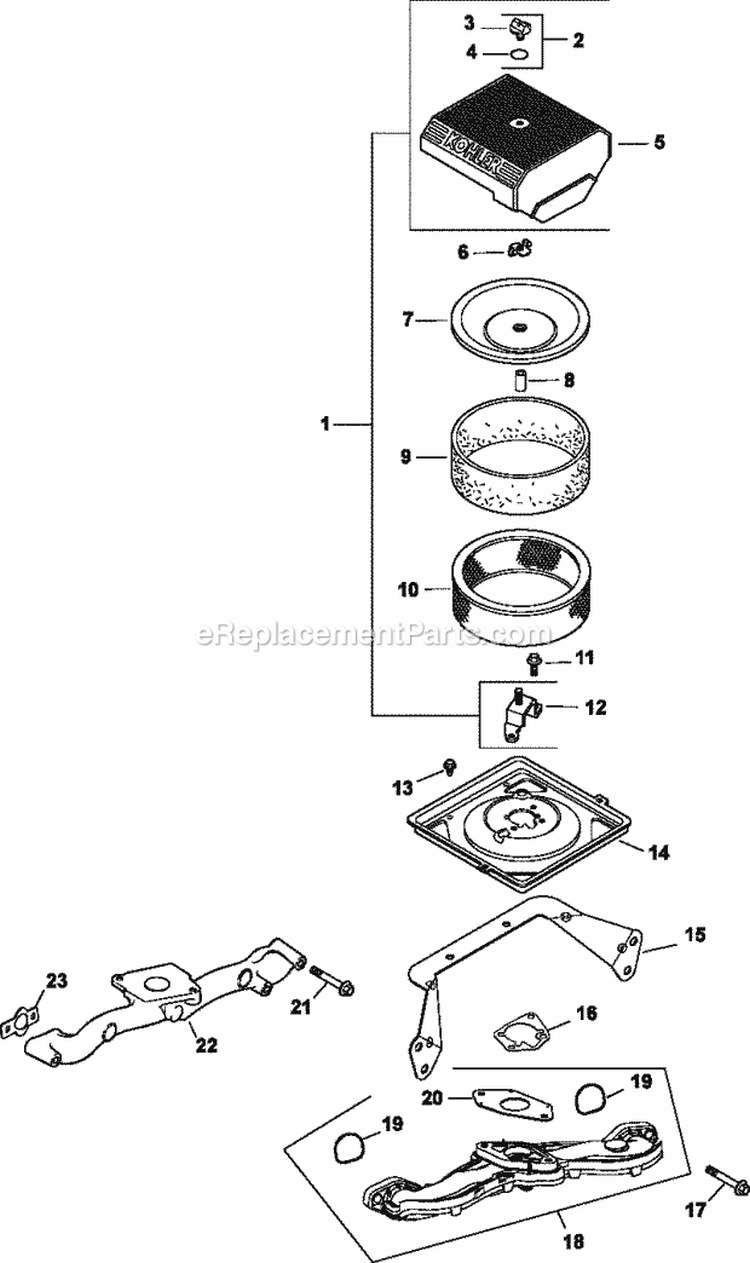 Page B Diagram and Parts List for CH20-64748  Kohler Engine
