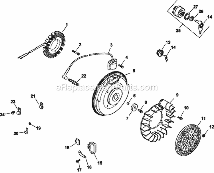 Page K Diagram and Parts List for CH23-76546  Kohler Engine