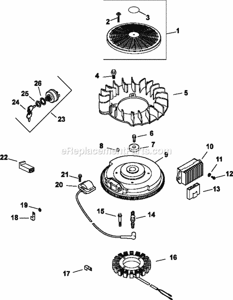 Page J Diagram and Parts List for CH640-0014  Kohler Engine