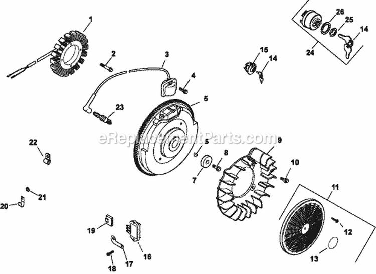 Page J Diagram and Parts List for CH23-76640  Kohler Engine