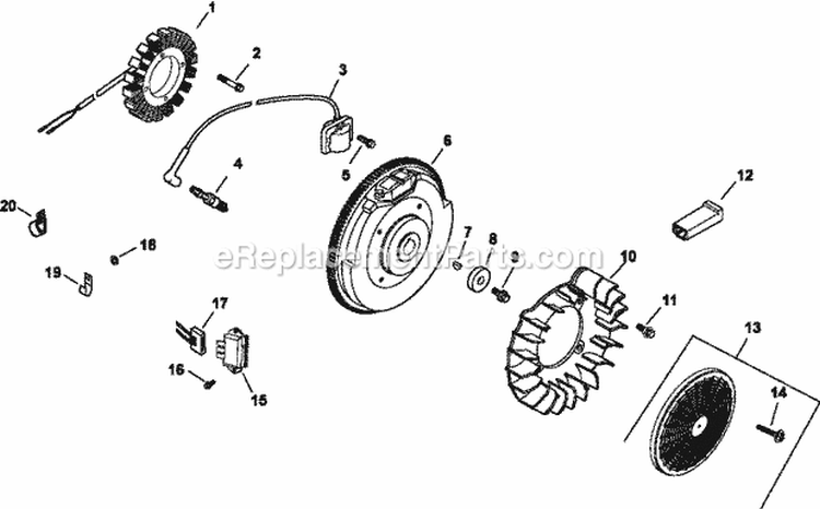 Page K Diagram and Parts List for CH20-64722  Kohler Engine