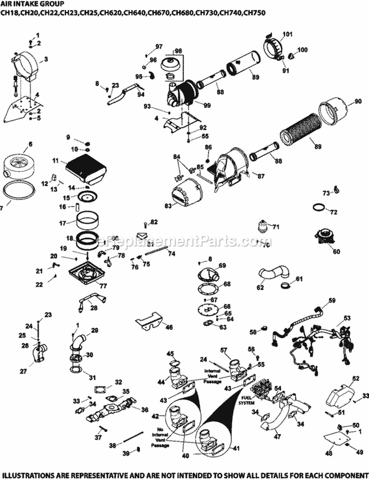 Page A Diagram and Parts List for CH640-3052  Kohler Engine
