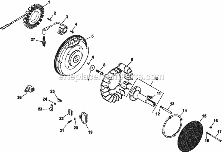 Page J Diagram and Parts List for CH730-0004  Kohler Engine
