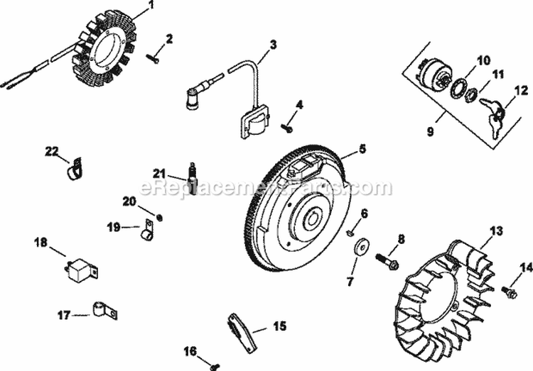 Page J Diagram and Parts List for CH18-62609  Kohler Engine