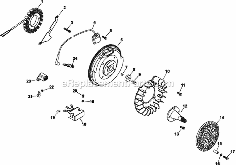 Page J Diagram and Parts List for CH730-0061  Kohler Engine