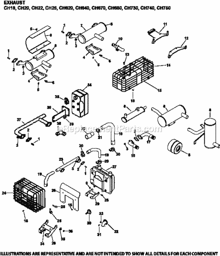 Page H Diagram and Parts List for CH680-3101  Kohler Engine