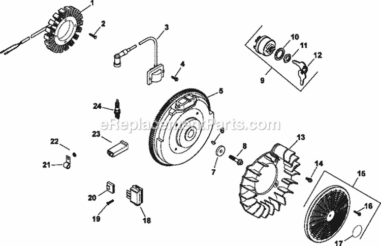 Page J Diagram and Parts List for CH730-0103  Kohler Engine