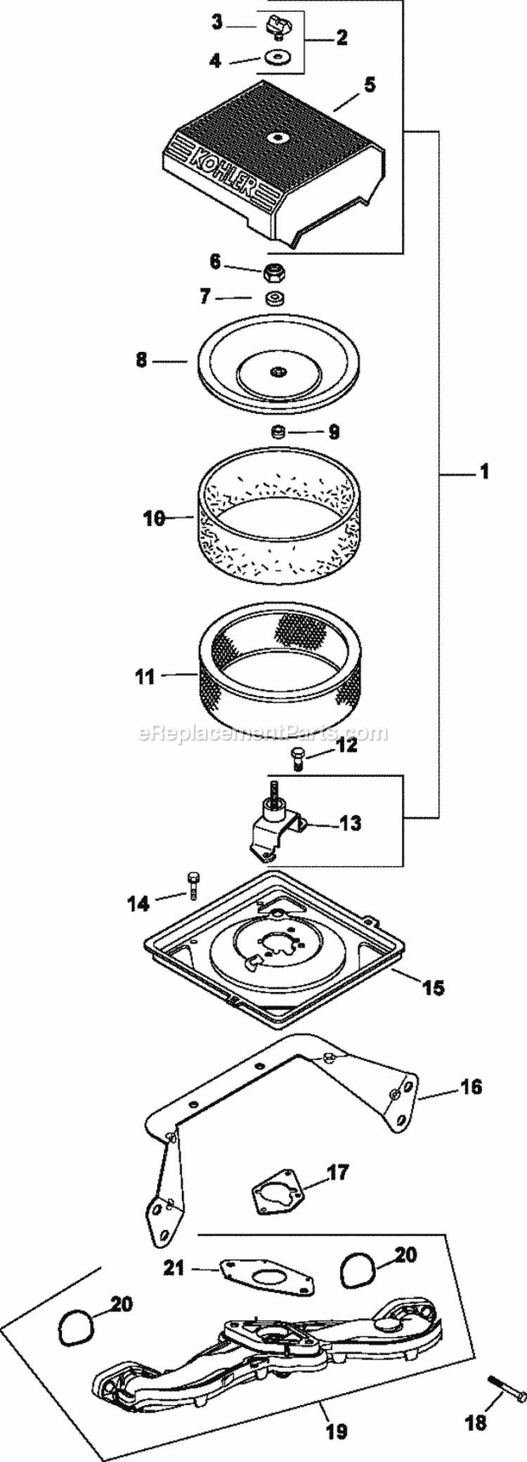 Page A Diagram and Parts List for CH680-3016  Kohler Engine