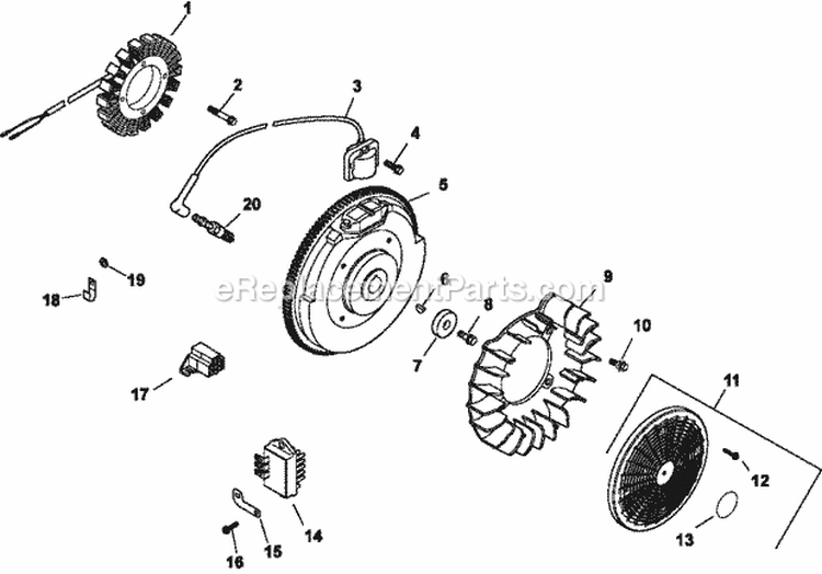 Page J Diagram and Parts List for CH730-3217  Kohler Engine