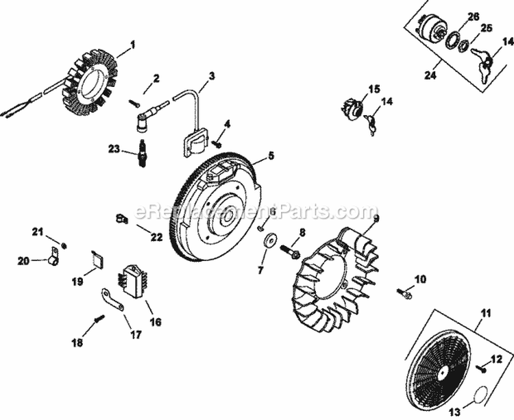 Page K Diagram and Parts List for CH670-3016  Kohler Engine
