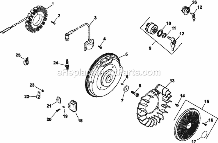 Page K Diagram and Parts List for CH730-0122  Kohler Engine