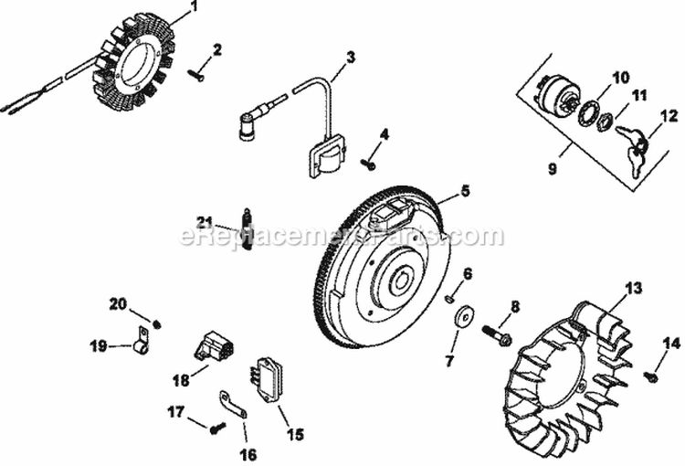 Page J Diagram and Parts List for CH730-3212  Kohler Engine
