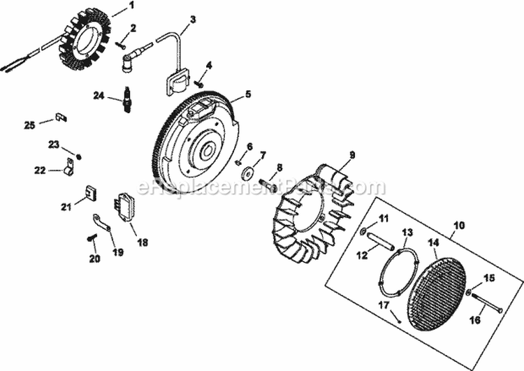 Page J Diagram and Parts List for CH730-0065  Kohler Engine