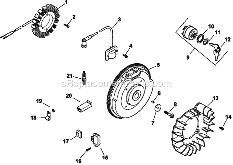 Page J Diagram and Parts List for CH730-0108  Kohler Engine