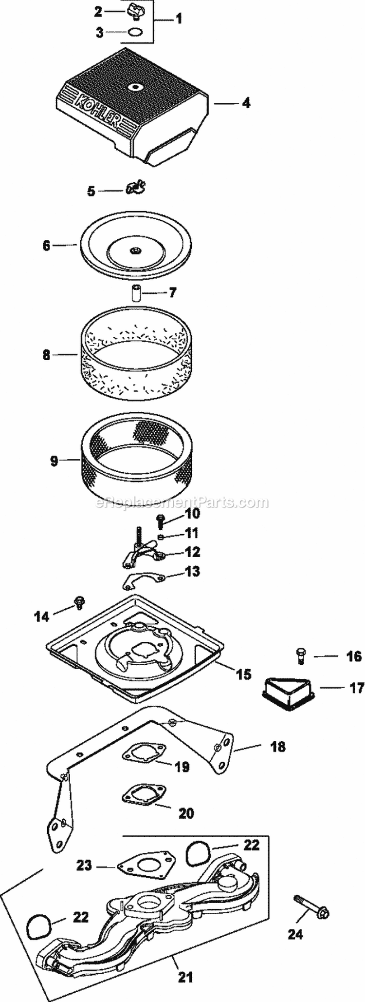 Page A Diagram and Parts List for CH20-64753  Kohler Engine