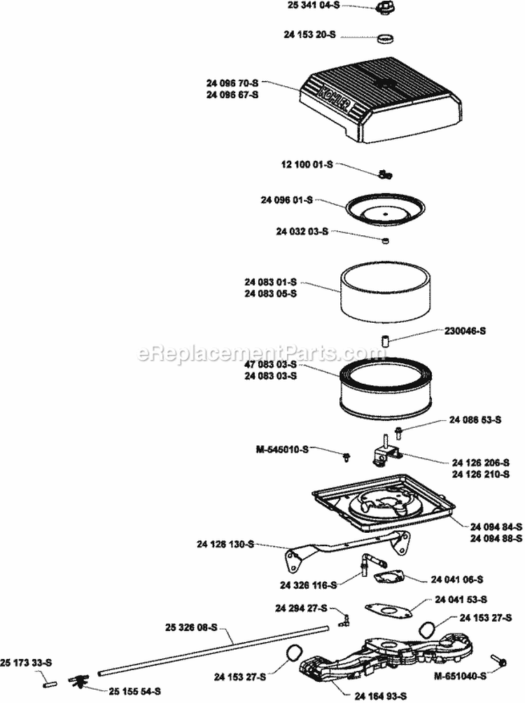 Page B Diagram and Parts List for CH730-3268  Kohler Engine