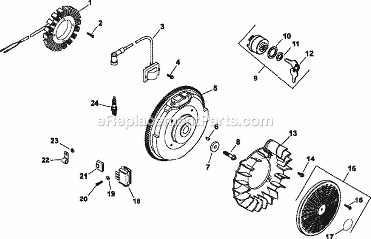 Page K Diagram and Parts List for CH730-0083  Kohler Engine
