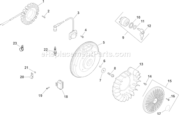 Page J Diagram and Parts List for CH18PS-62630  Kohler Engine