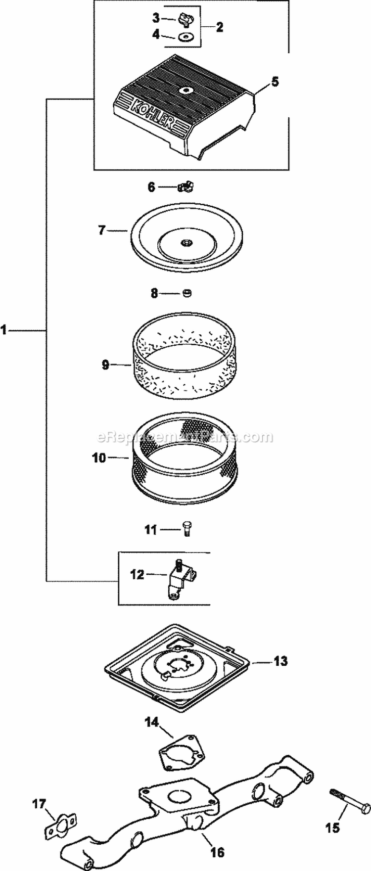 Page A Diagram and Parts List for CH23-76609  Kohler Engine