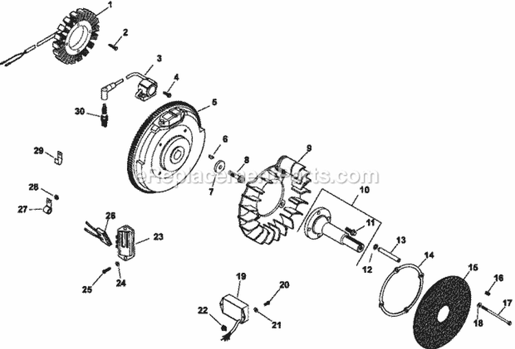 Page K Diagram and Parts List for CH740-0020  Kohler Engine