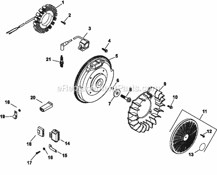 Page K Diagram and Parts List for CH740-0027  Kohler Engine