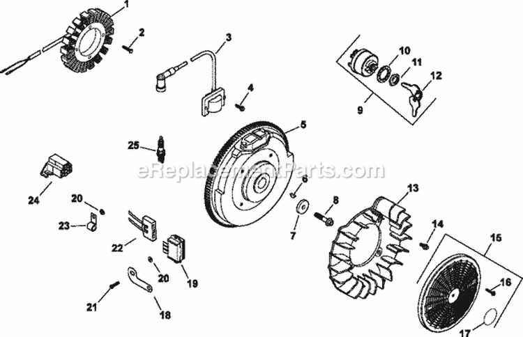 Page J Diagram and Parts List for CH740-0051  Kohler Engine