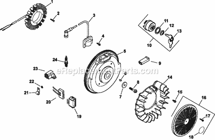 Page J Diagram and Parts List for CH740-0066  Kohler Engine
