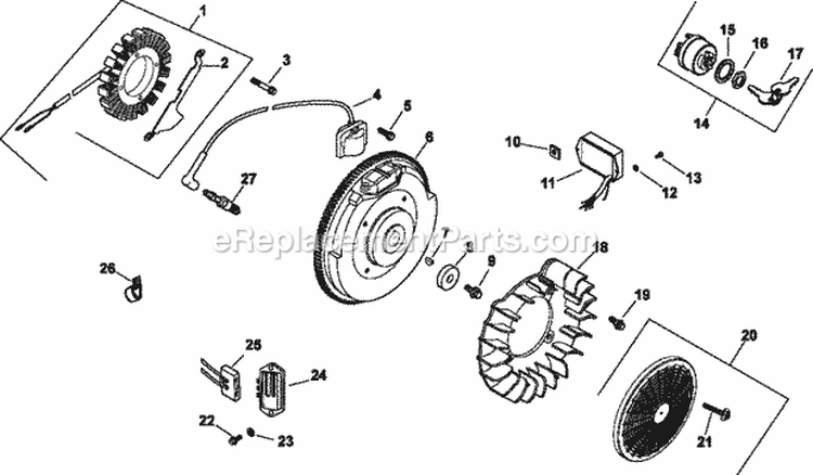 Page J Diagram and Parts List for CH740-0080  Kohler Engine