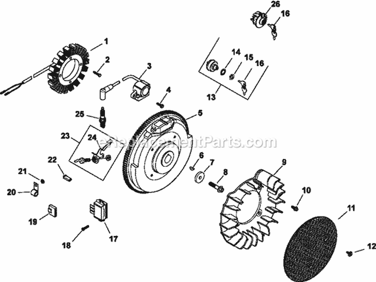 Page N Diagram and Parts List for CH740-0061  Kohler Engine