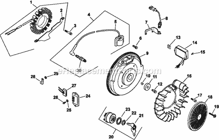Page O Diagram and Parts List for CH740-0061  Kohler Engine