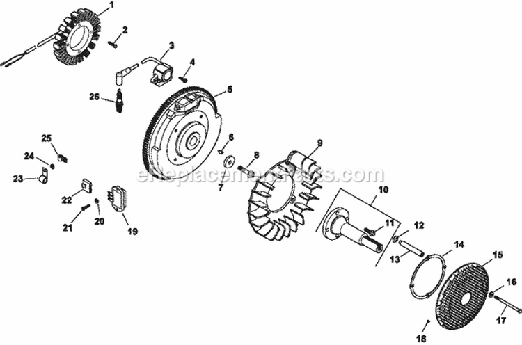 Page K Diagram and Parts List for CH740-0074  Kohler Engine