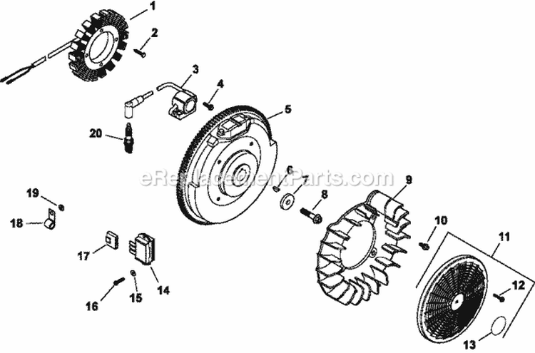 Page J Diagram and Parts List for CH740-0053  Kohler Engine
