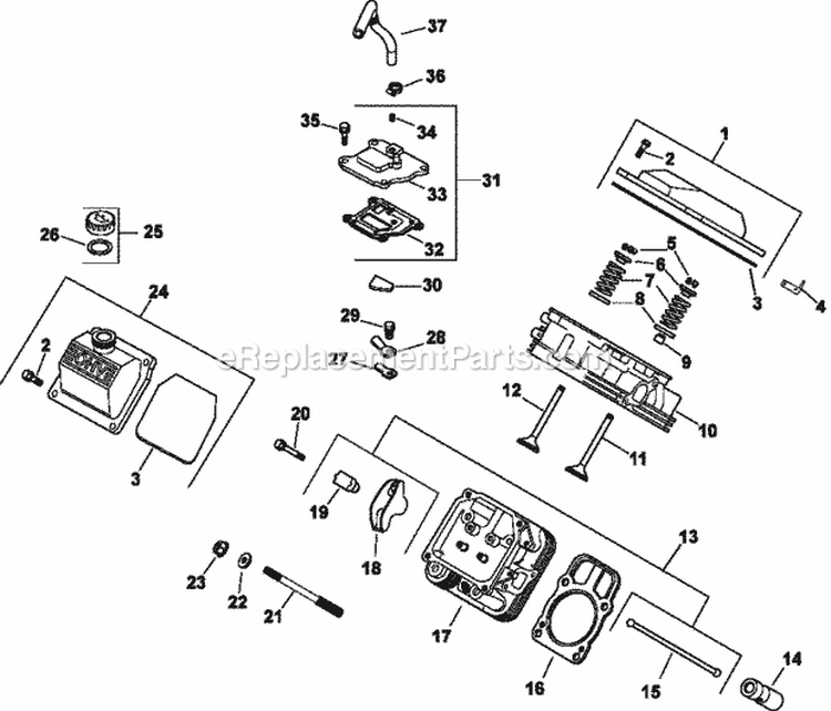 Page H Diagram and Parts List for CH730-0162  Kohler Engine