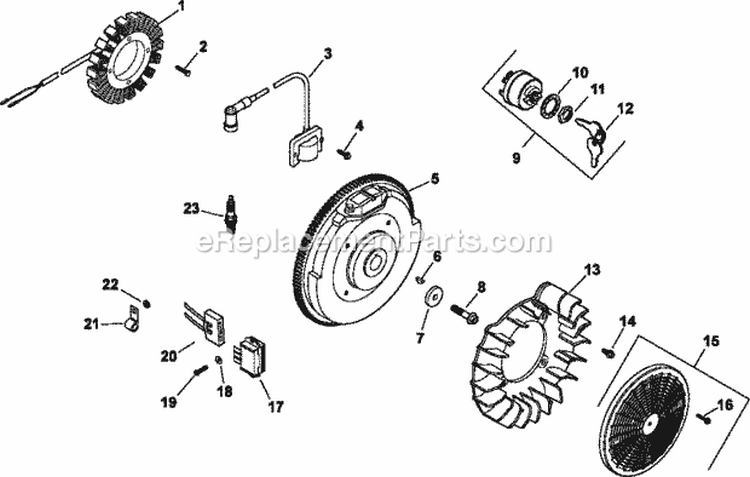Page K Diagram and Parts List for CH740-0015  Kohler Engine