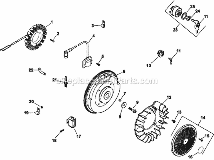 Page J Diagram and Parts List for CH740-0055  Kohler Engine