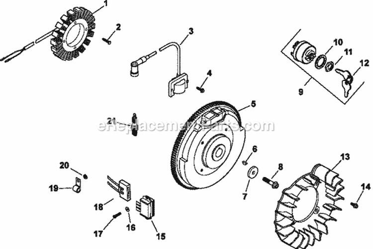 Page K Diagram and Parts List for CH740-0092  Kohler Engine