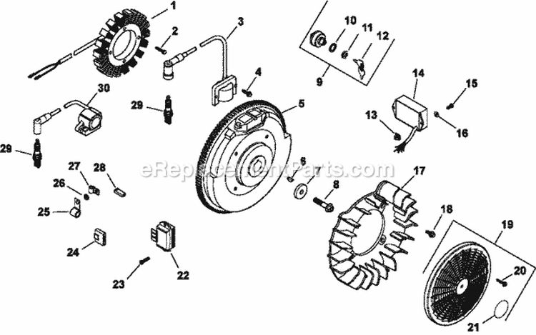 Page J Diagram and Parts List for CH740-0124  Kohler Engine