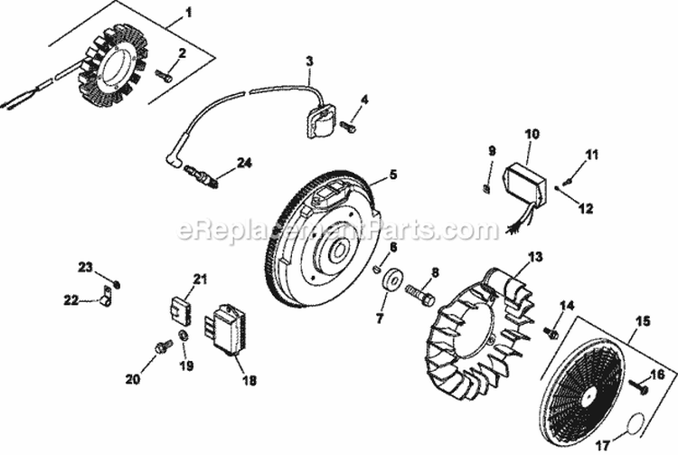 Page J Diagram and Parts List for CH740-0134  Kohler Engine