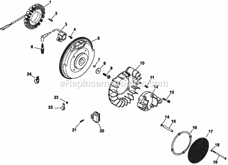 Page K Diagram and Parts List for CH740-0037  Kohler Engine