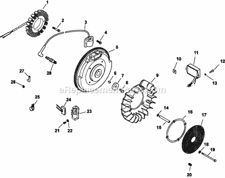 Page K Diagram and Parts List for CH740-0021  Kohler Engine