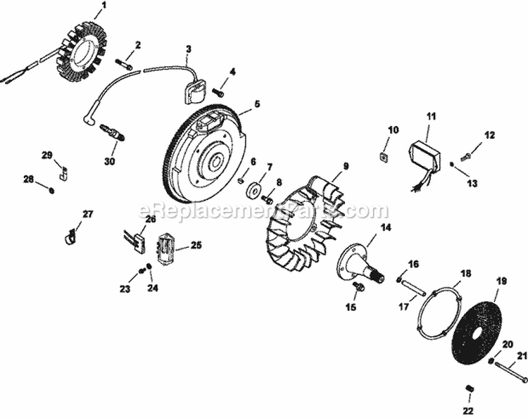 Page K Diagram and Parts List for CH740-0044  Kohler Engine