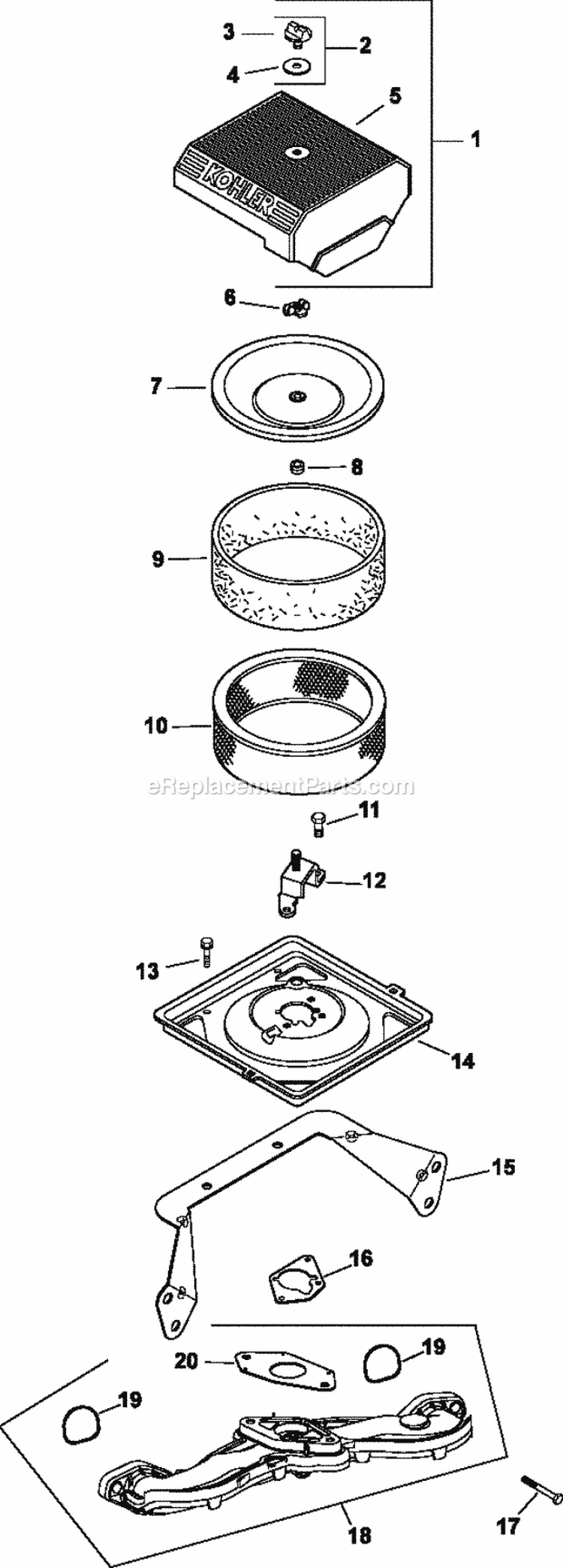 Page A Diagram and Parts List for CH730-0136  Kohler Engine