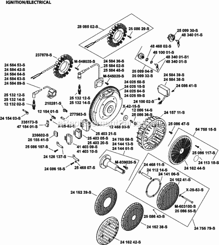 Page K Diagram and Parts List for CH740-3185  Kohler Engine