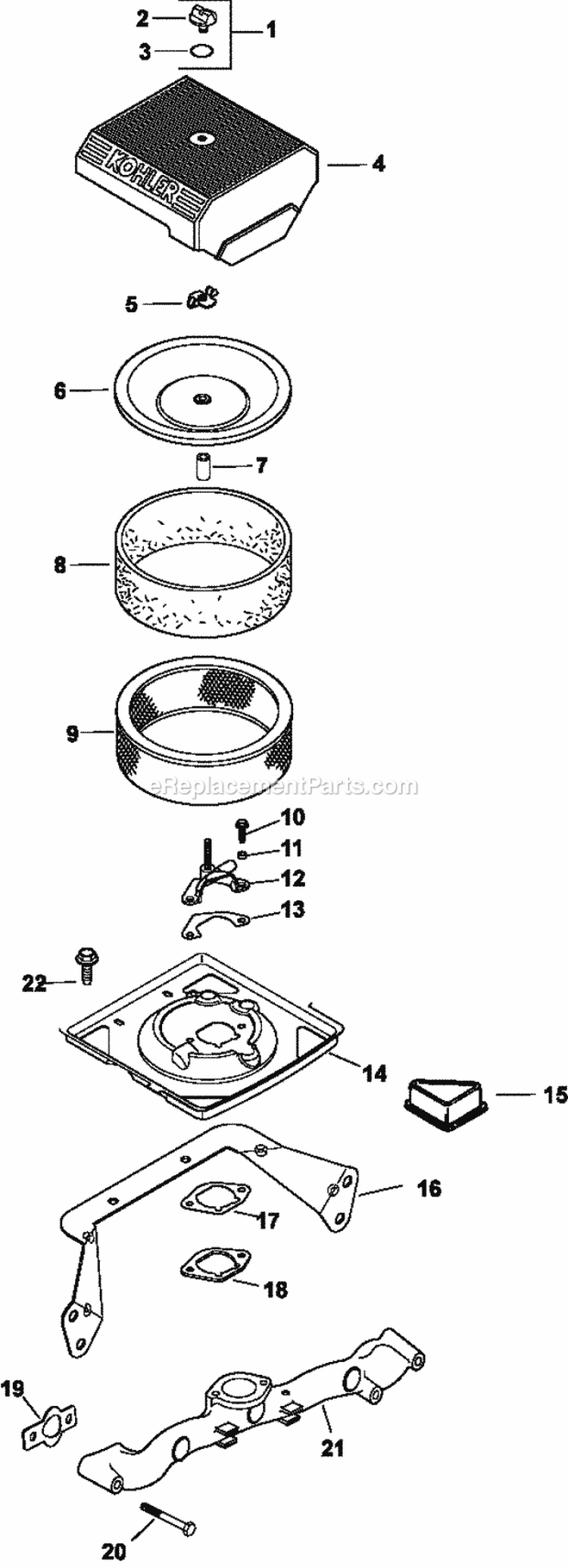 Page B Diagram and Parts List for CH740-3186  Kohler Engine
