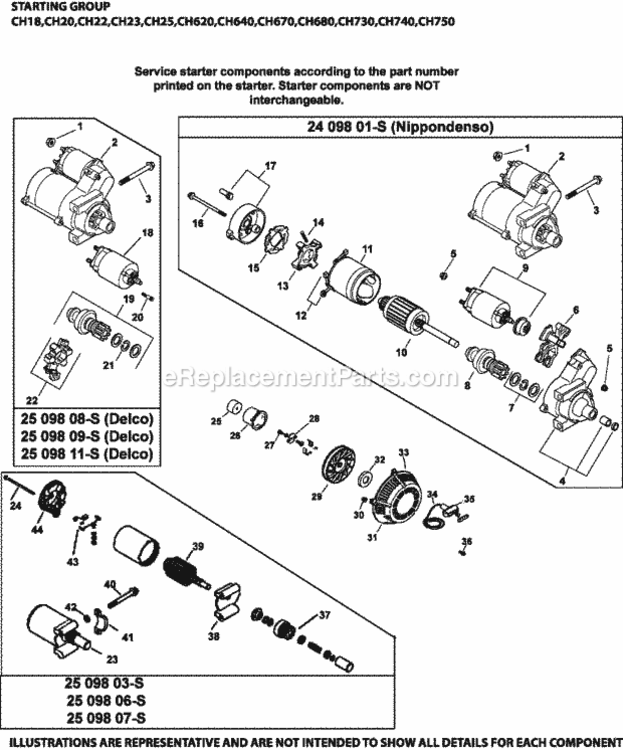 Starting_Group_7-24-5_Ch18-750 Diagram and Parts List for CH740-3211  Kohler Engine