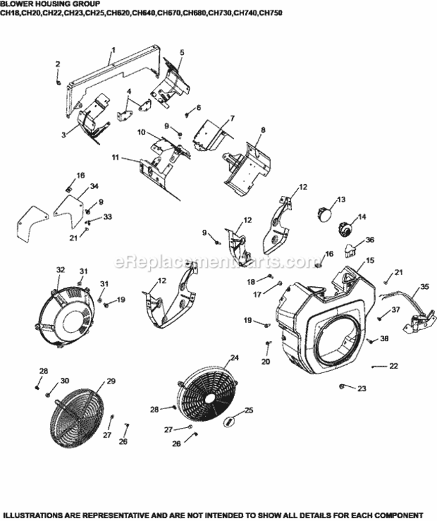 Blower_Housing_Group_6-24-400_Ch18-750 Diagram and Parts List for CH740-3211  Kohler Engine