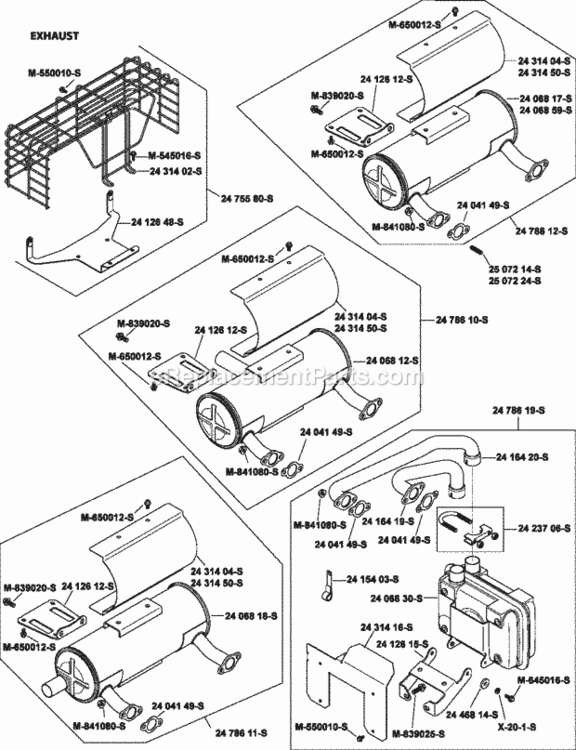 Exhaust_Group_11-24-43 Diagram and Parts List for CH740-3211  Kohler Engine